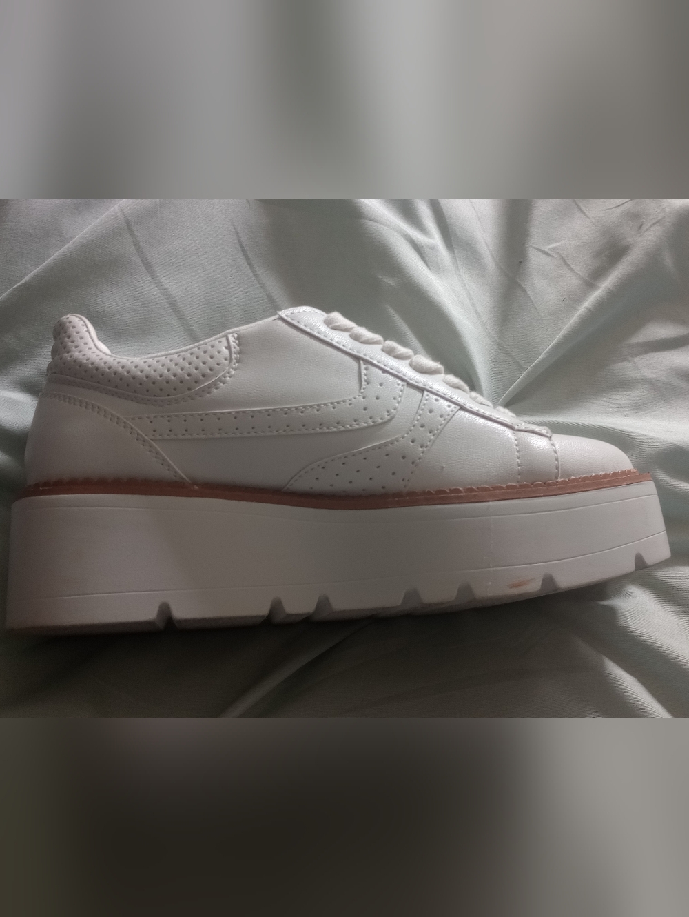 Steve Madden White Platform Lace-Up Sneakers with Contrast Trim